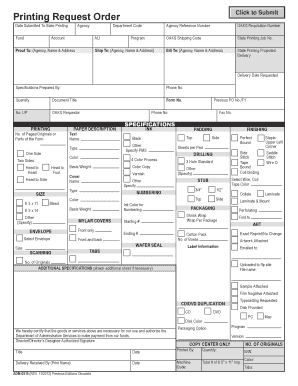 State Printing Request Order Form