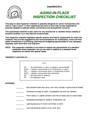 Aging in Place Inspection Checklist