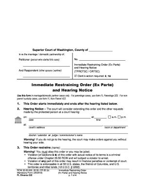 Washington Immediate Restraining Order
