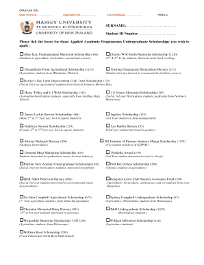 Massey University Undergraduate Scholarship Application