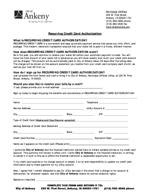 Recurring Credit Card Authorization Form