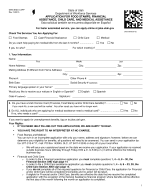 Utah Food Stamps and Assistance Application