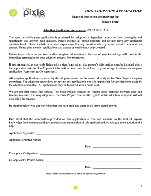 Dog Adoption Application Form