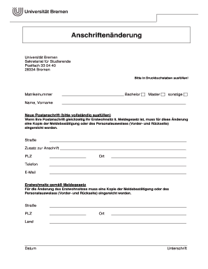 Anschriftenänderung