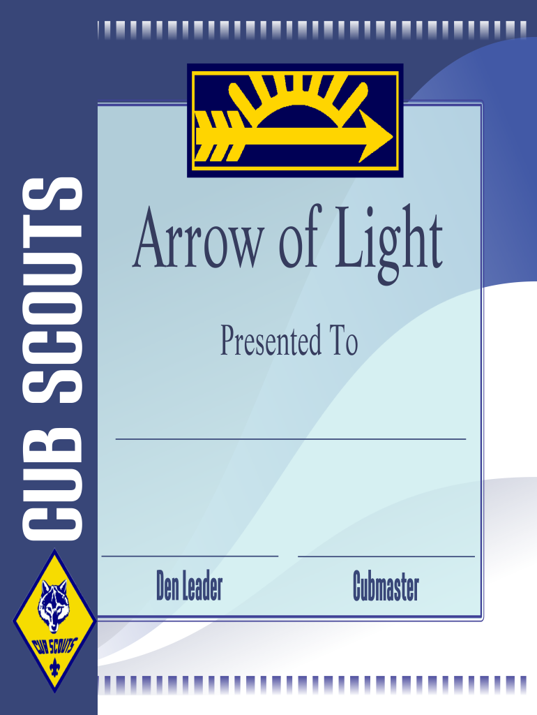 Arrow Of Light Certificate Printable Fill Online, Printable, Fillable