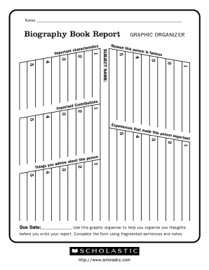 Biography Book Report Graphic Organizer