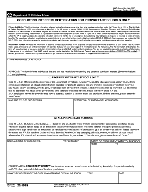 Conflict of Interest Certification for Proprietary Schools