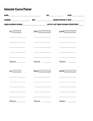semester planner template