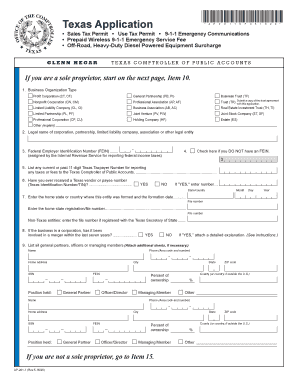 Texas Sales Tax Permit Application