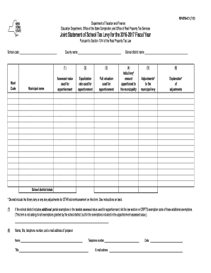 Joint Statement of School Tax Levy
