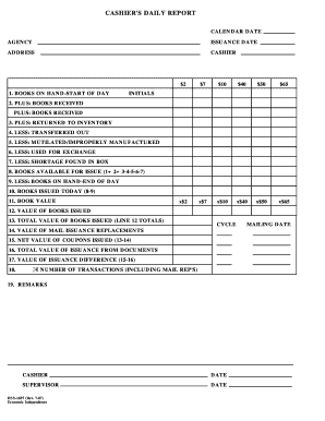Cashier's Daily Report