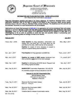Wisconsin Bar Examination Application