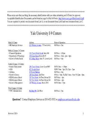 I 9 documents - Please make sure that you bring the necessary identification with you when submitting an I-9 Form for approval - yale