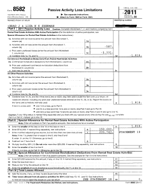 Form 8582 Passive Activity Loss Limitations