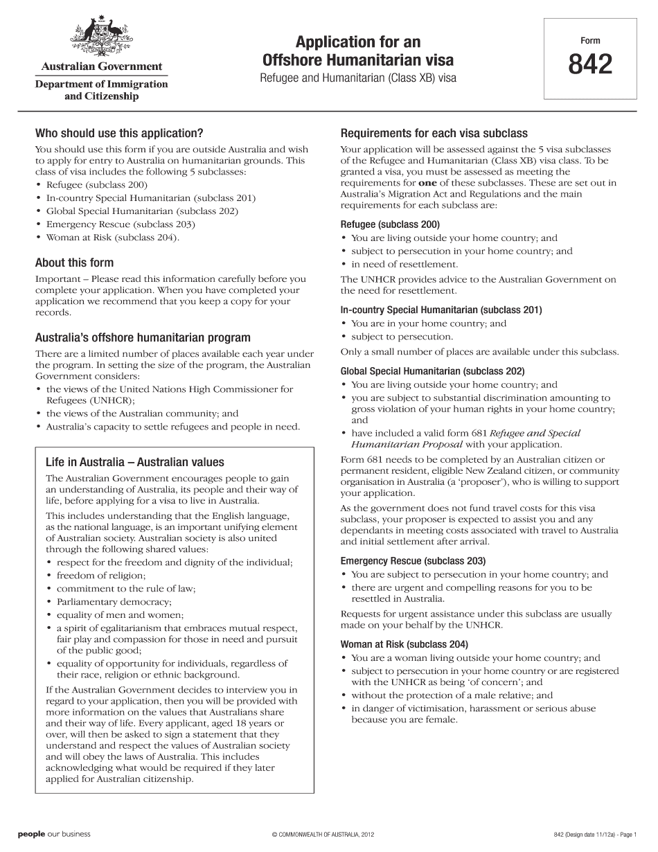 842 Form Printable Blank PDF Online