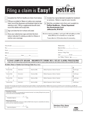 PetFirst Healthcare Claim Form