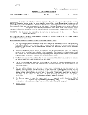 Loan agreement form - personal loan