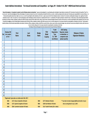 Sweet Adelines International Convention Waiver