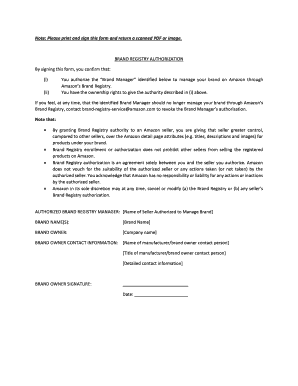 Brand Registry Authorization Form