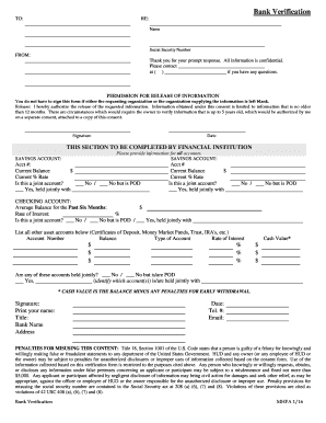 Bank Verification Form