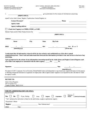 Kansas Adult Abuse Neglect Exploitation Release Form