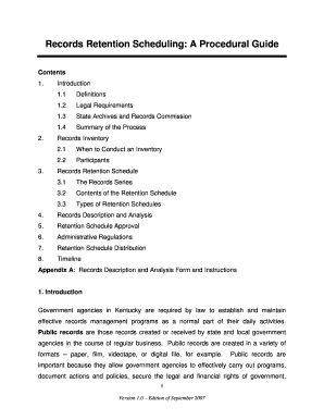 Records Retention Scheduling: A Procedural Guide - kdla ky