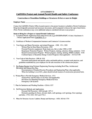 Cal/OSHA Construction Permit Conference Checklist