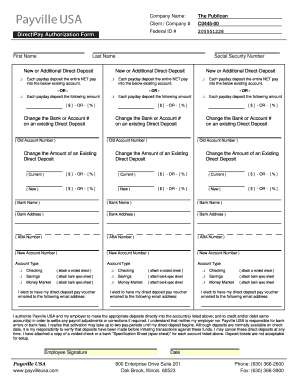 Direct Deposit Authorization Form