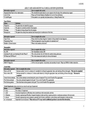 ASAM Adult and Adolescent Clinical Review Form