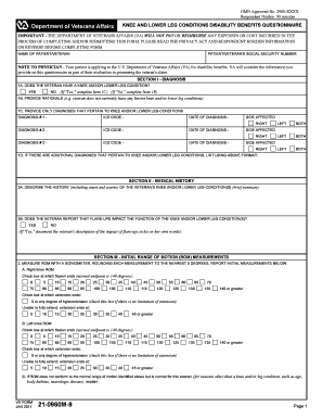 Knee and Lower Leg Conditions Disability Benefits Questionnaire