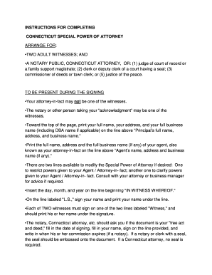 Connecticut Special Power of Attorney
