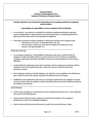 Evaluator Acknowledgement Form