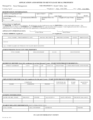 Residential Lease Application Form