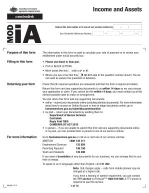 Centrelink Income and Assets Form