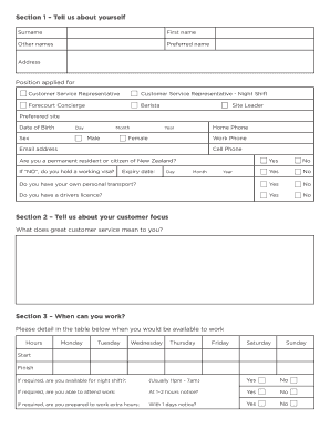 Z Service Station Application Form