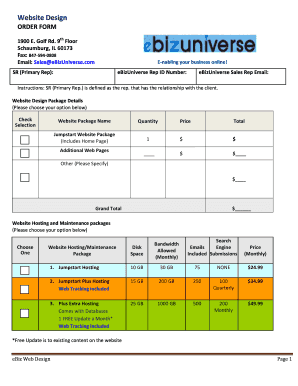 Website Design Order Form
