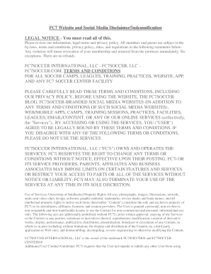 FC7 Website and Social Media Disclaimer/Indemnification
