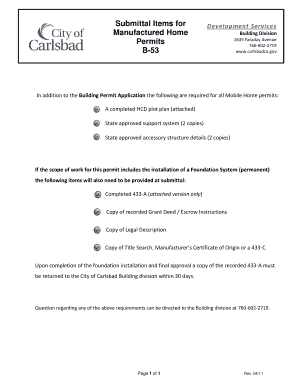 California Mobile Home Permit Application