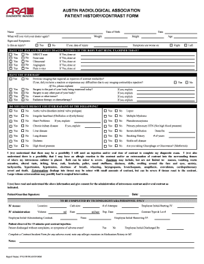 Austin Radiological Association Patient History/Contrast Form
