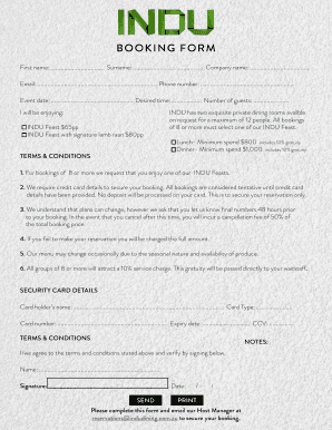 Restaurant Booking Form