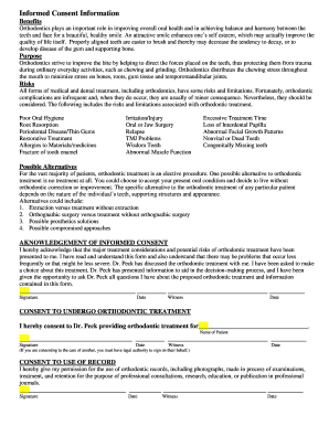 Orthodontic Treatment Consent Form