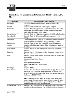 CDC Pneumonia (PNEU) Form 57.111