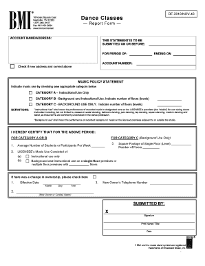 BMI Music Policy Statement Form