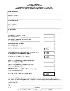 Application for release of security deposit - TOT form - carlsbadca