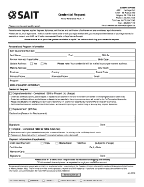 SAIT Credential Request Form