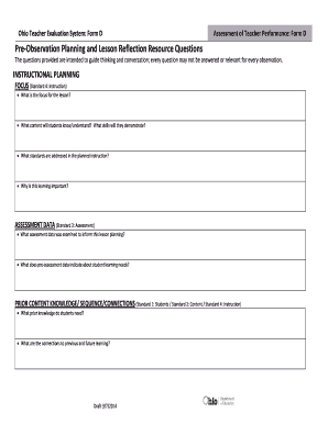 Ohio Teacher Evaluation System Form D