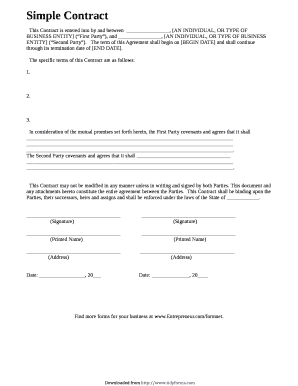 simple contract pdf Forms and Templates - Fillable & Printable Samples ...