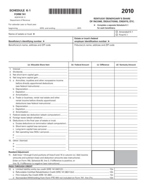 Kentucky Schedule K-1 Form 741