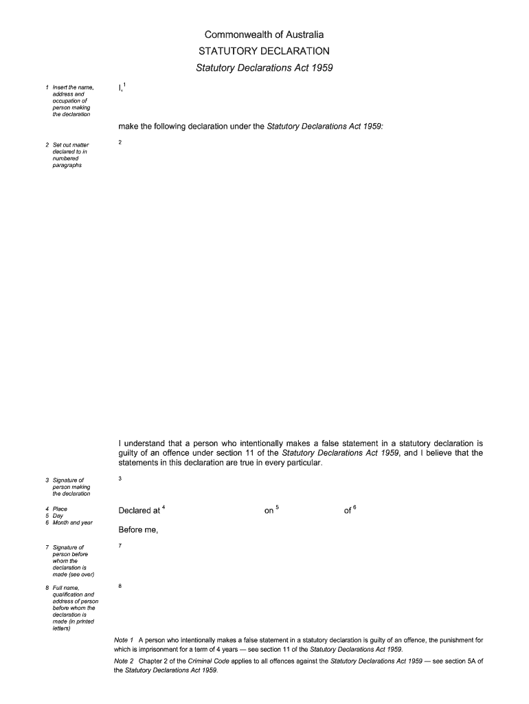 2005 Form AU Statutory Declaration Fill Online Printable Fillable 