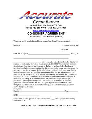 Co-Signer Agreement for Lease